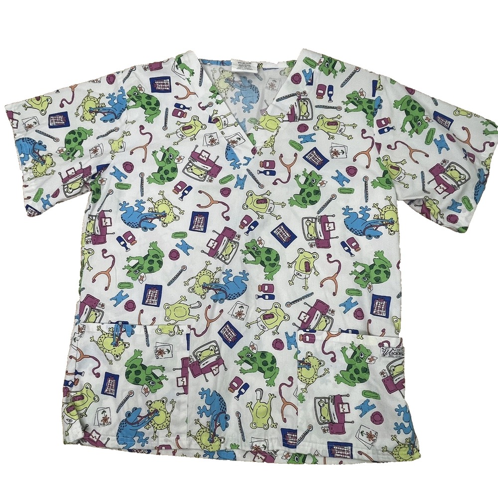 HQ Scrub Top Novelty Womens Small‎